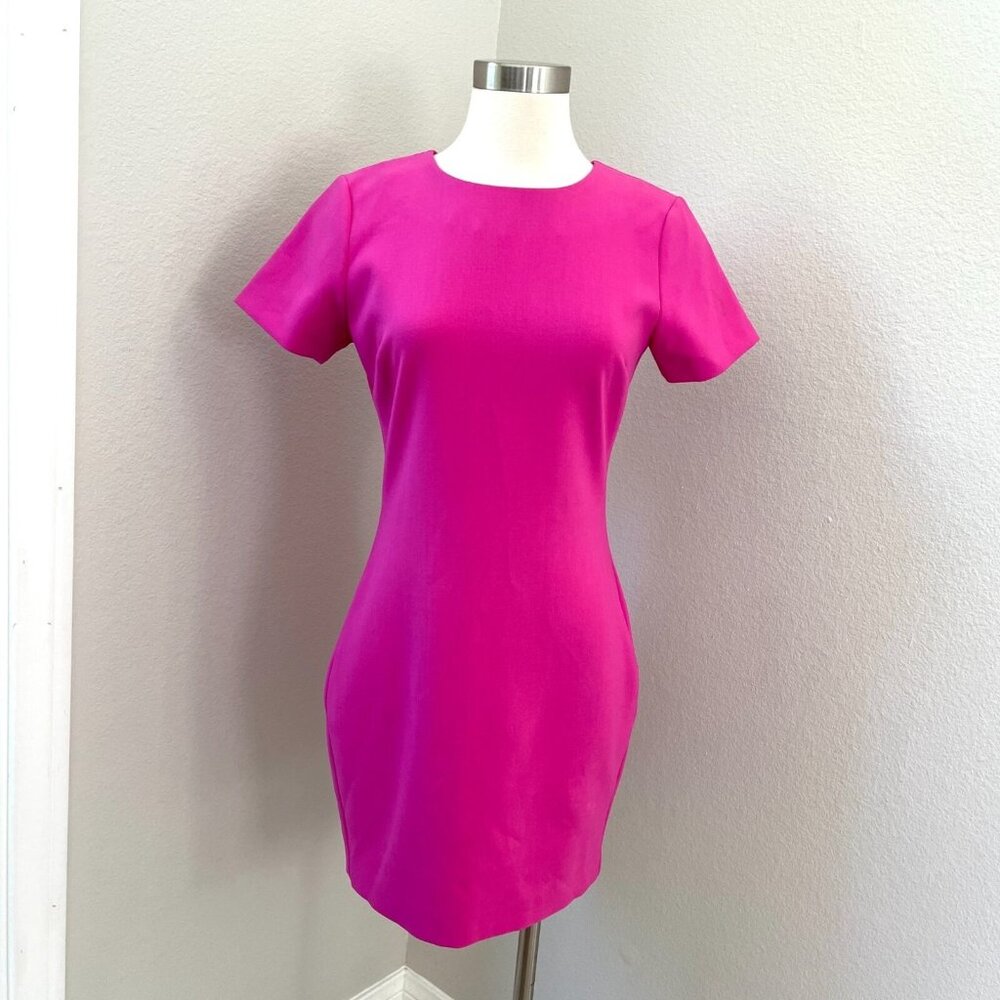 Likely Womens 6 Manhattan Mini Dress Bright Pink Short Sleeve Stretch Party